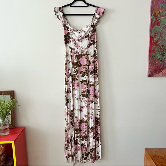 Flynn Skye x Revolve Bardot Maxi Dress in White Rose Floral Print - Picture 2 of 8